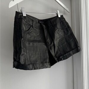 Forever 21 Black Faux Leather High Waist Shorts